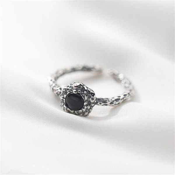 

cluster rings ventfille 925 sterling silver black zircon diamond ring for women uxury jewelry party bijoux gift, Golden;silver