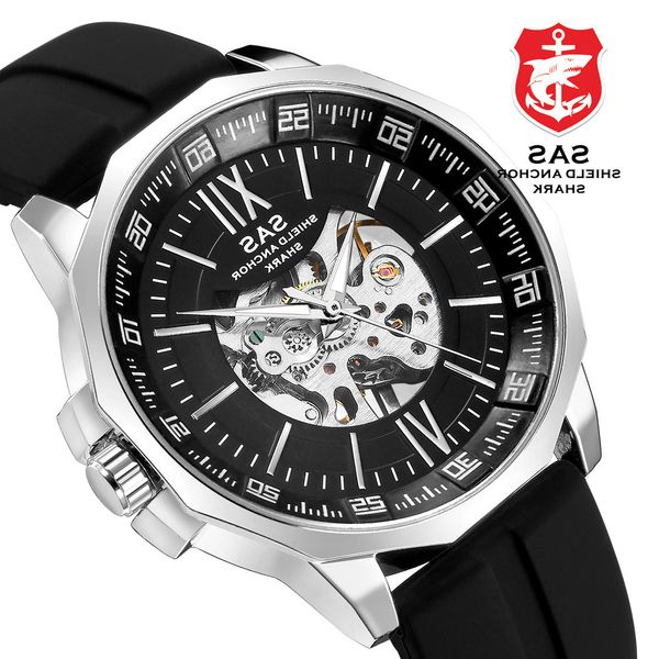 

mechanical factory hollow out men's large dial automatic watch, Slivery;brown
