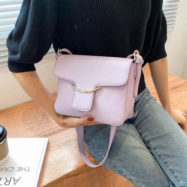 

evening bags solid color pu leather flap square shoulder for women luxury trendy designer messenger bag ladies elegant wild handbags sac