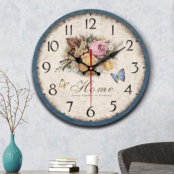

pastoral clock living room european-style wall clock creative retro decoration wall watch mute quartz bedroom