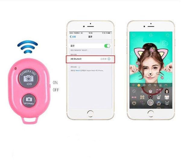 Bluetooth Uzaktan Deklanşör Kamera Kontrolü Kendinden Zamanlayıcı iPhone Android IOS Akıllı Telefon Ücretsiz DHL tarafından 100 adet / grup OPP Paket