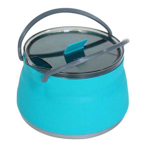 

water bottle 1l outdoor foldable portable silicone kettle cooking food pot stainless steel bottom folding