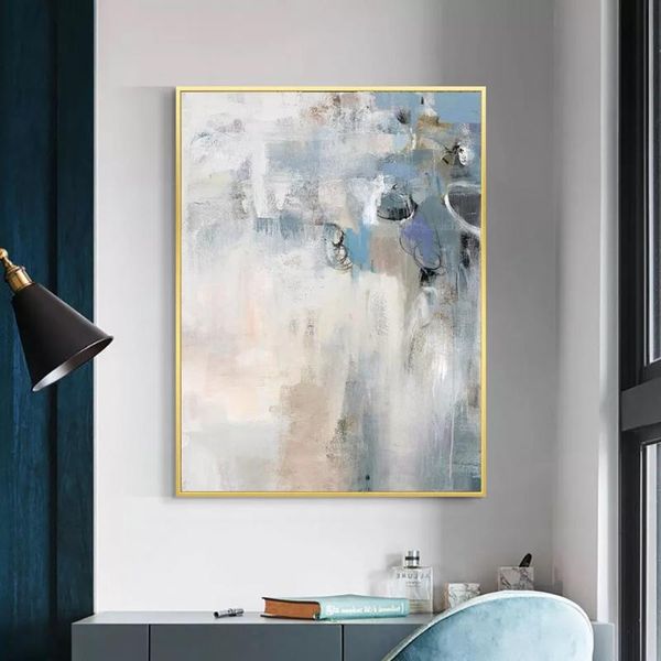 

paintings pure hand-painted canvas oil painting blue abstract living room mural home decoration frameless