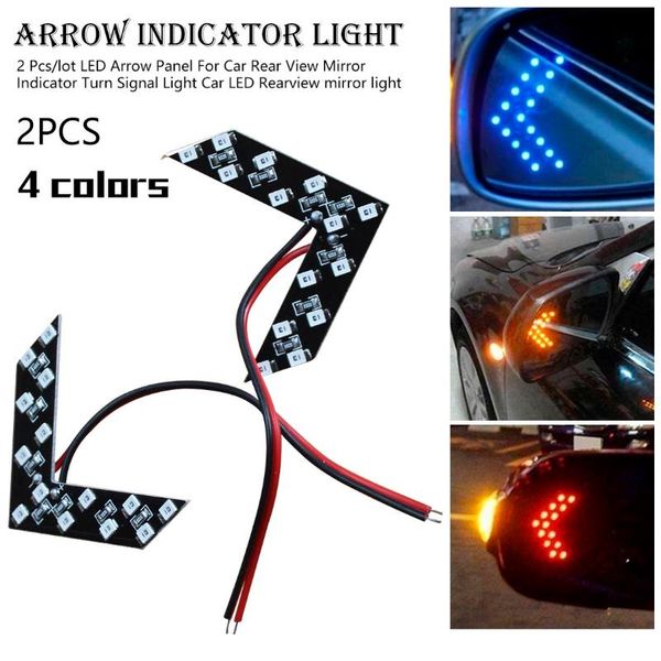 

emergency lights 2pcs car led rear view mirror arrow panel light indicator turn signal bulb 12v 14 smd styling accessories 4 colors