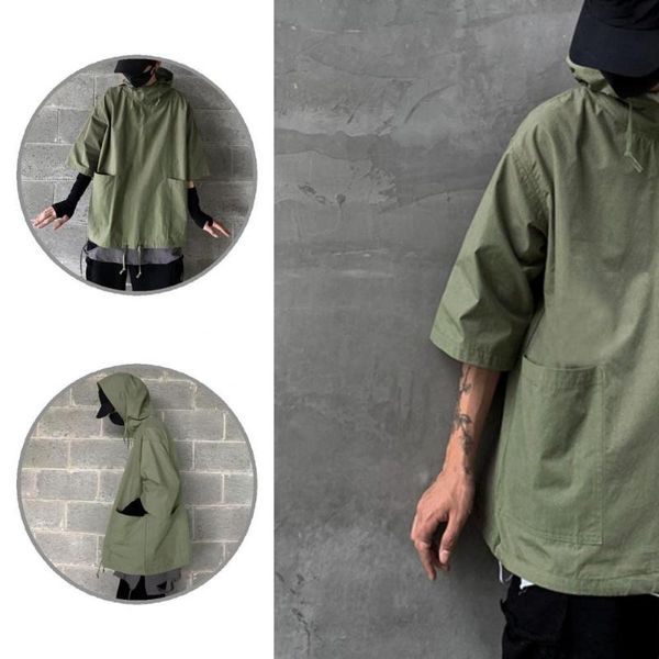 

men's casual shirts half sleeve sweat-absorbing hooded pullover streetwear, White;black