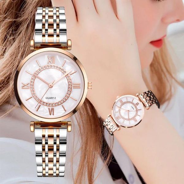 

wristwatches luxury crystal women bracelet watches brand fashion diamond ladies quartz watch steel female wristwatch femme relogio, Slivery;brown