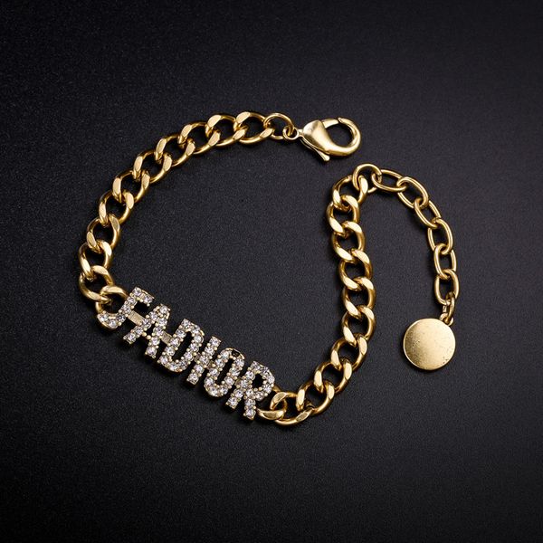 

new letter full diamond bracelet fashion women's net red same bracelet, Black