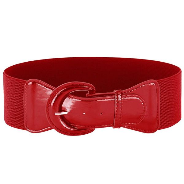 

belts 2021 women good quality pu leather solid black red wide est luxury female elastic waist belt waistband for woman dress, Black;brown