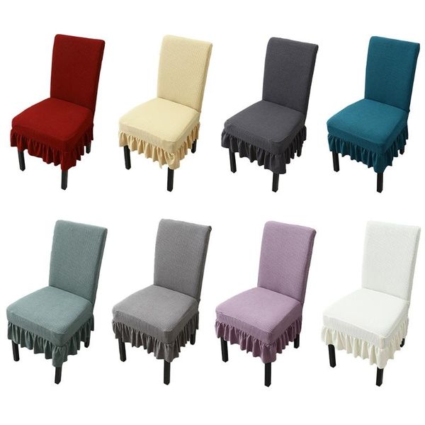 

chair covers k3na stretch waterproof cover with ruffled skirt plaid textured solid color stool slipcover protectors party decoration