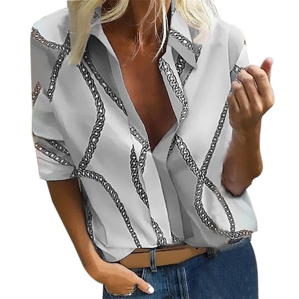 

summer blouse women fashion casual long sleeved loose dot deep v neck shirt bluzki damskie blusas mujer de, White