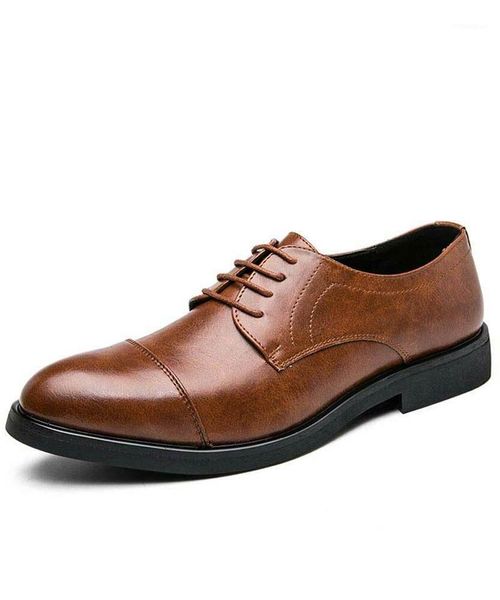 

men's handmade pu brown pointed toe classic retro lace-up fashion trend high-quality business casual oxford shoes 5ke017 dress1, Black