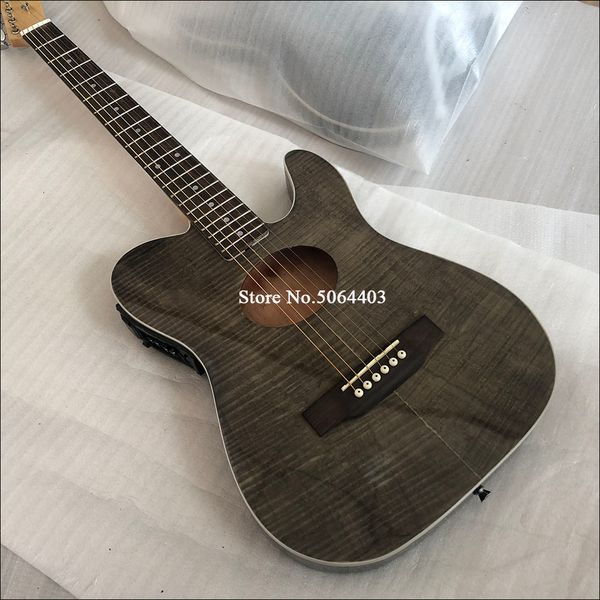 Custom Shop Acoust Nero Grigio Flame Top in acero per chitarra elettrica Accordatori vintage, hardware cromato, pickup Cina