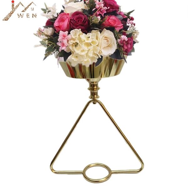 

vases 10 pcs gold vase metal pillar flower pot table for flowers stand wedding centerpieces event road lead home decoration