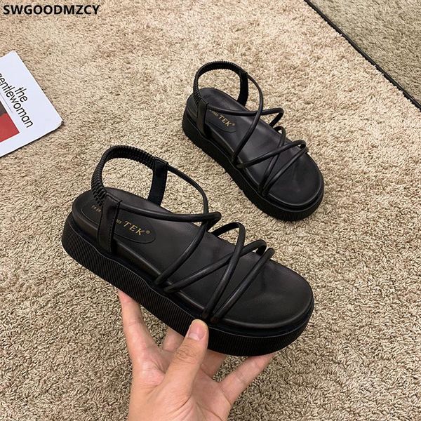 

sandals platform shoes women summer 2021 female woman ladies and harajuku, Black