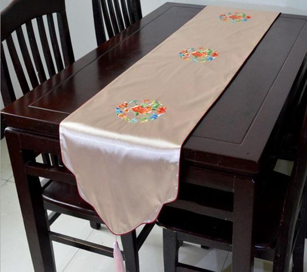

chinese style floral embroidered decoration table runner dust proof tablecloth table cloth home textile collection