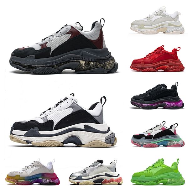 

triple s mens womens platform sneakers clear sole shoes 17fw black all white off crystal bottoms luxurys designers outdoor vintage sports tr