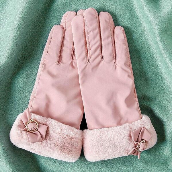 

five fingers gloves fashion women winter touch screen solid color outdoor sport keep warm autumn mittens elegant guantes mujer, Blue;gray