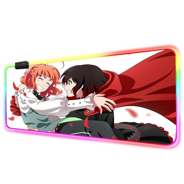 

mouse pads & wrist rests anime rgb pad xxl cute ruby rose gaming accessories play mat backlight slipmat mousepad led gamer