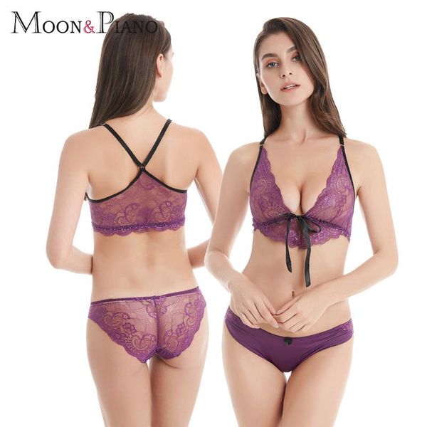 

bras sets 2021 underwear set comfortable no pressure zero binding light gathered bra thin section bottoming vest lace bowknot, Red;black