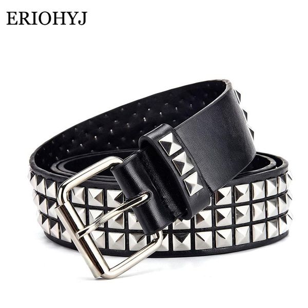 

belts shiny pyramid fashion rivet belt men&women's studded punk rock with pin buckle, Black;brown
