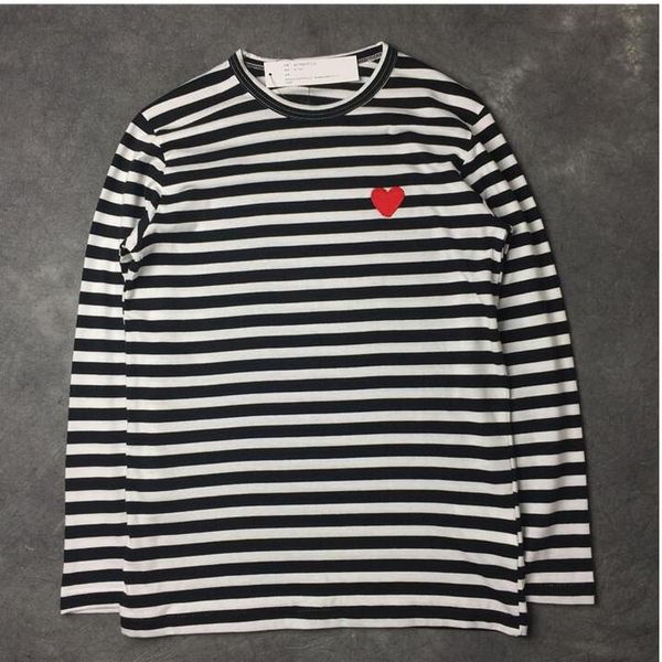 

mens t shirts japanese fashion love embroidery long sleeve high street stripe long-sleeved loose women t shirts casual clothes, White;black