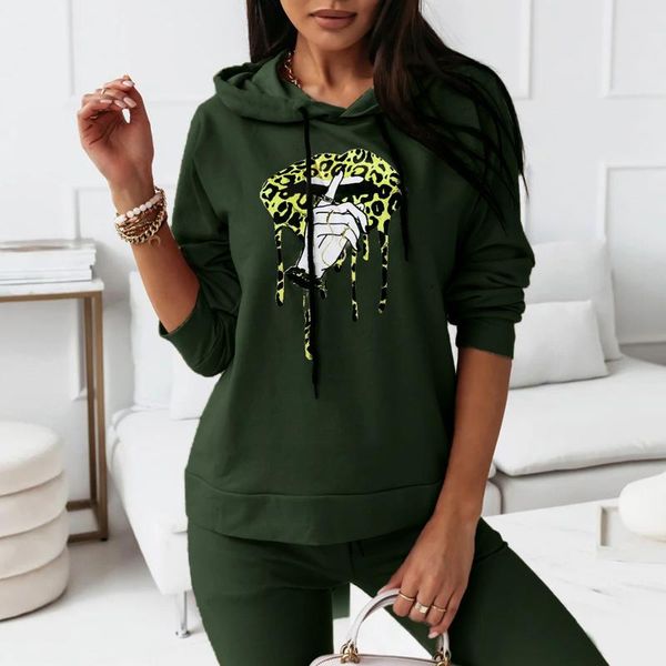 

women's two piece pants streetwear long sleeve hoodies women joggers 2 sets outfits tracksuit female ladies matching pant, White