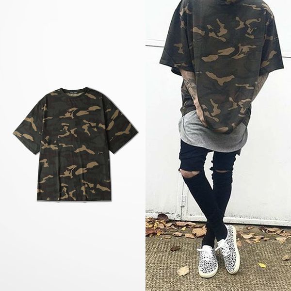 

2021 new army seven sleeve camo t-shirt men hip hop kanye west coconut camouflage shirts harajuku streetwear dark souls shirt tee kzrl, Black
