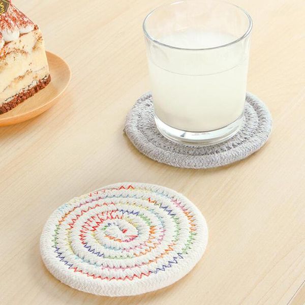 

mats & pads handwoven coasters cotton rope braided placemats cup pad table decor heat resistant mat