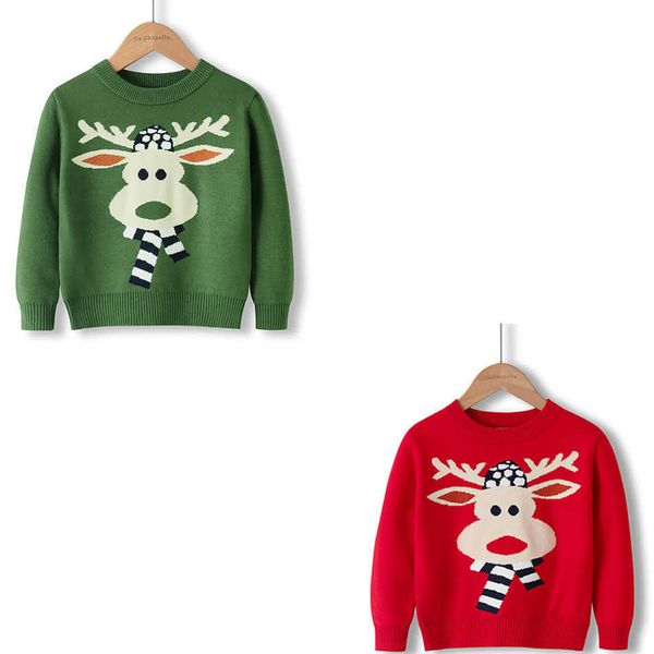 2 Stücke Kinder Pullover Kleinkind Mädchen Jungen Langarm Cartoon Fröhliche Weihnachten Fawn Baby Kleidung Gestricktes Hemd Kinder Sport Kostüm Y1024