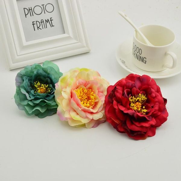 

100pcs artificial flower heads silk peony wedding home decoration for make door wreath flower wall diy stamens for han qylrkg