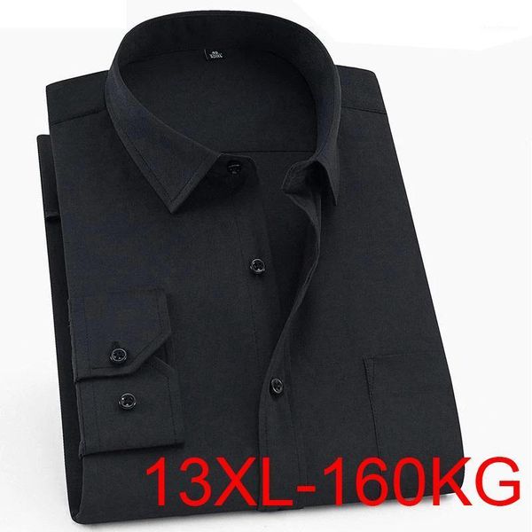 

men's dress shirts large size 10xl 11xl 12xl 13xl shirt business office comfortable long sleeve top, White;black