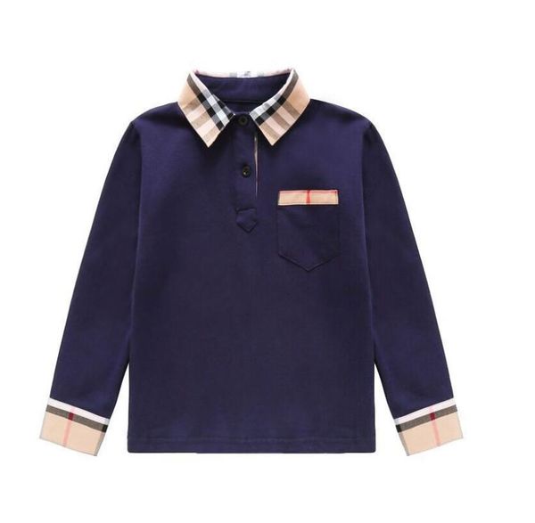 

spring autumn baby boys t-shirts turn-down collar kids long sleeve t-shirt cotton children plaid shirt boy shirts, Blue