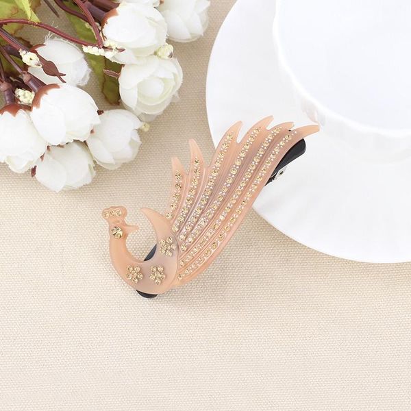

hair clips & barrettes 2021 fashion women accessories full rhinestone peacock shape elegant girls acetate, Golden;silver