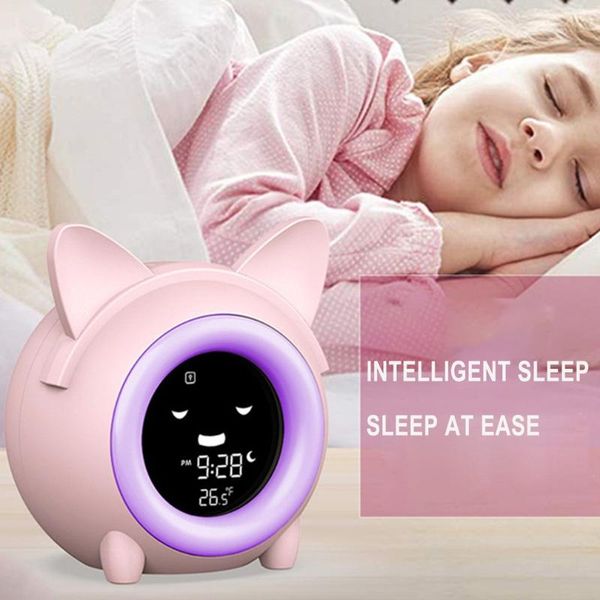 

other clocks & accessories lightweight child alarm clock sleep training colorful night light digital wake up with temperature timer for bedr