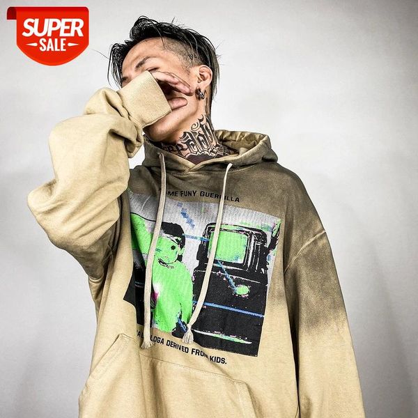 

seveyfan 2021 men's hip-hop sweatshirt printed tie-dye gradient hoodies high street loose hoodie long sleeve jacket #g79t, Black