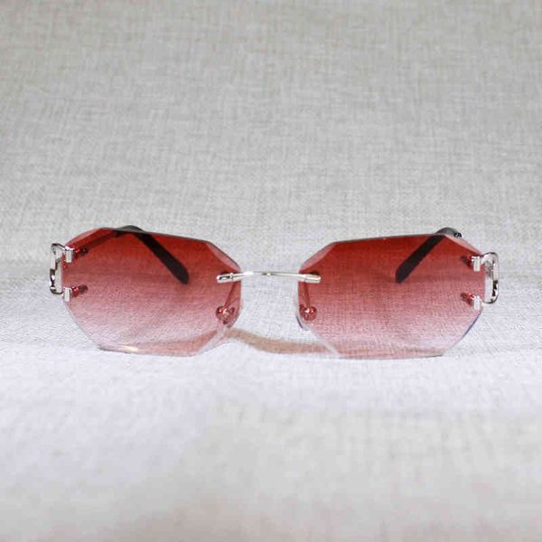 

2022 factory wholesale model vintage diamond cutting clear rimless men metal frame shades women oculos gafas for beaching driving sunglasses, White;black
