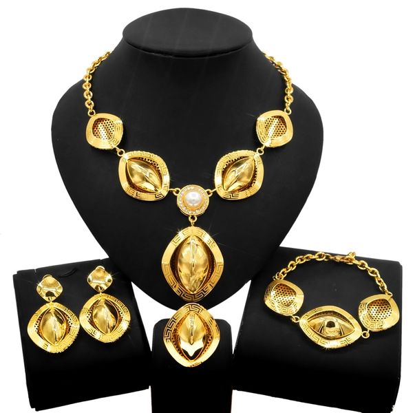 

yuliali new beautiful pendant necklace bracelet earring ring set dubai gold factory wholesale exquisite women wedding dating jewelry sets, Black
