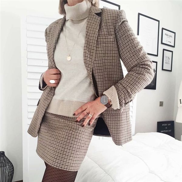 

2021 new elegant plaid mini skirt faldas mujer back zipper office wear female casual stylish spring a line skirts oqrl, Black