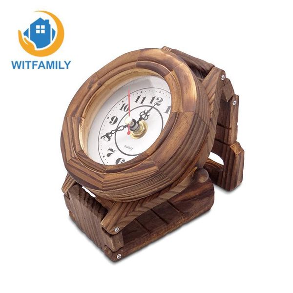 

wall clocks wooden clock pattern environmental protection retro jump seconds chip watch study bedroom living room decoration