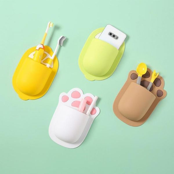 

toothbrush holders cartoon cute silicone wall-mounted comb holder bathroom storage rack products