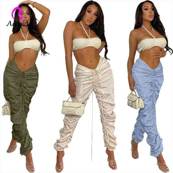 

fitness women cargo pants solid drawstring high waist pleated loose sweat pants autumn workout activewear jogging trousers, Black;white