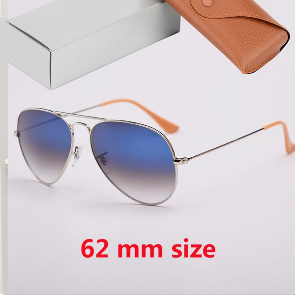 

classic pilot 62mm large size sunglasses men women glass lens women men sun glasses uv400 feminin oculos sun glasse, Black