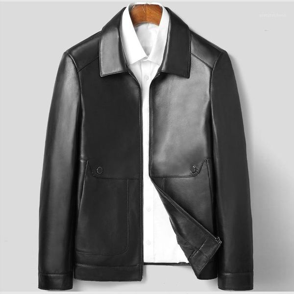 

men's clothing of fund 2021 autumn winters is whole leather sheepskin men jacket coat lapels & faux, Black