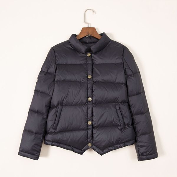 

2021 new autumn winter women ultra light 90% white duck parkas single breasted stand collar windproof warm down coat wzy5, Black