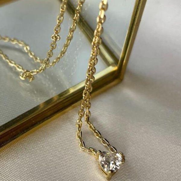 

chains luxury zircon heart-shaped pendant necklace for women cubic zirconia crystal choker elegant romantic valentine's gifts, Silver