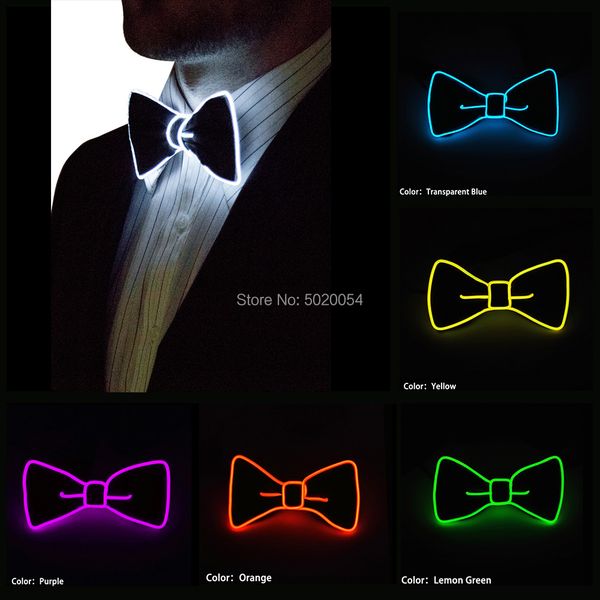

costume accessories wedding costume led flashing light up bowtie necktie mens boys party bow tie novelty fashion bow tie, Silver