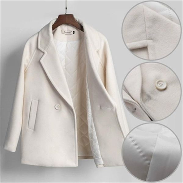 

women's suits & blazers ms.blazers female jacket coat woolen korean version of the winter loose xl 5xl thick plus cotton blazer women, White;black