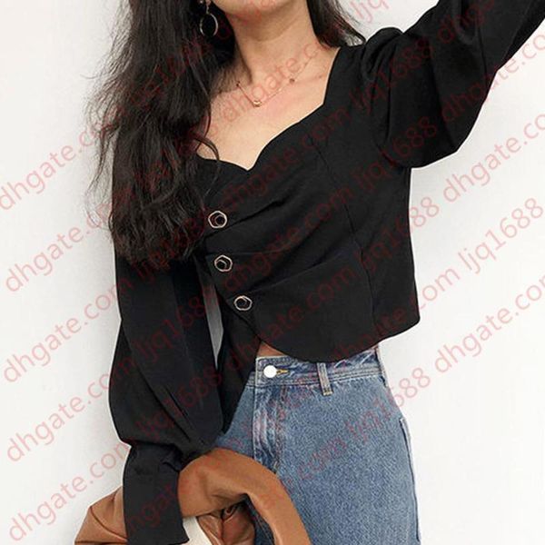 

long casual blouse women slim office lady puff sleeve shirts square collar elegant chic y2k 2020 autumn women's clothing, White
