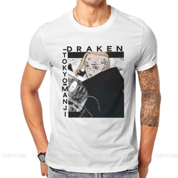 

men's t-shirts tokyo revengers japanese crossing anime draken cool t shirt classic goth summer cotton clothes harajuku o-neck tshirt, White;black