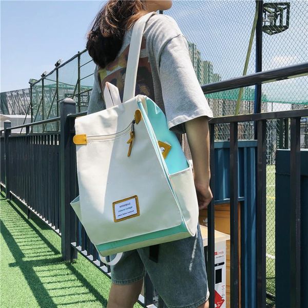

backpack square oxford cloth fashion simple large capacity travel bag with cover school shoulder for teenage girls